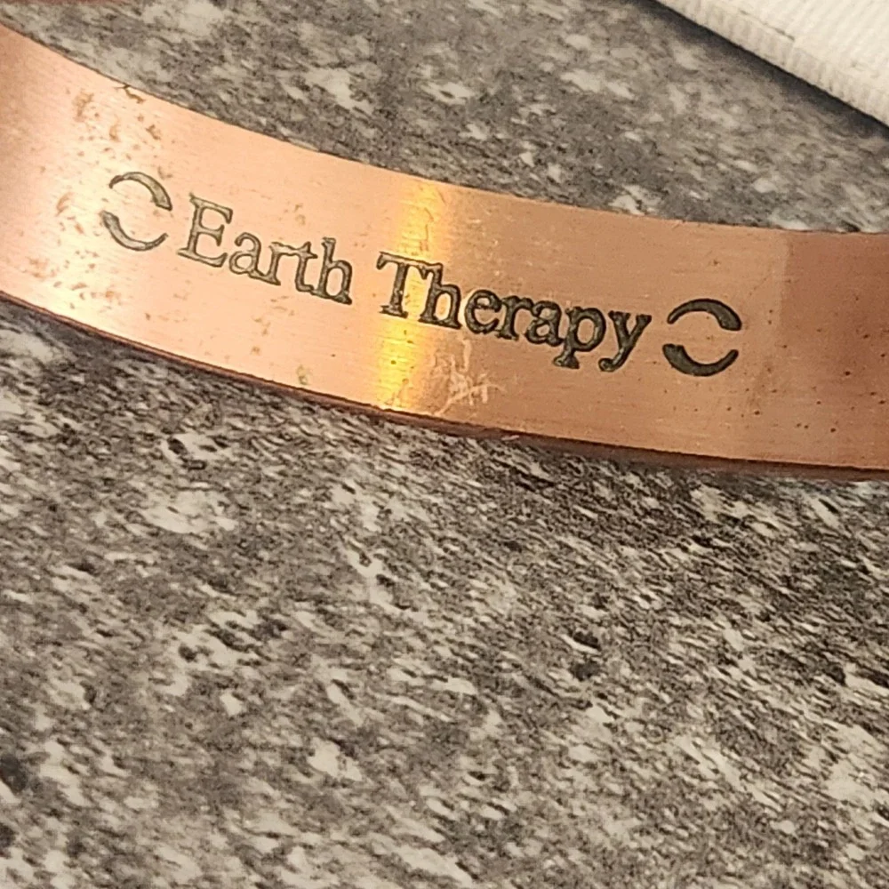 Earth Therapy‎ Copper Magnetic Bracelet Cuff Link Style Textured Adjustable 7.8